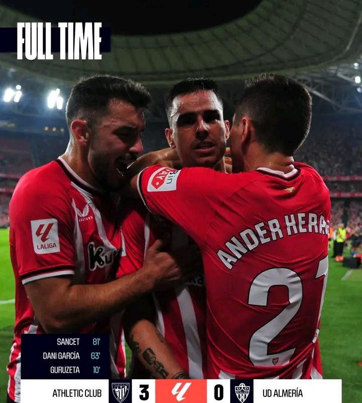 Hasil La Liga Spanyol Tadi Malam : Athletic Club Berhasil Bungkam Almeria 3-0 result