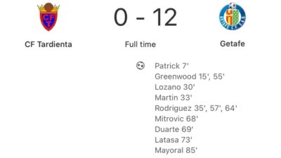 hasil akhir Getafe vs tardienta