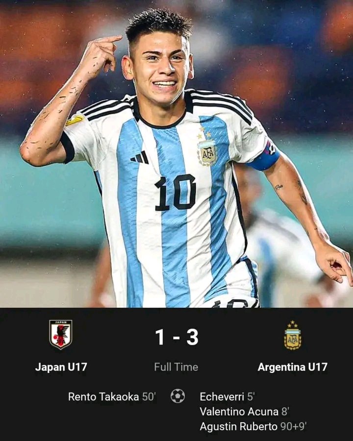 Hasil Piala Dunia U17 : Perebutan Runner Up Grup D Semakin Ketat jepang vs argentina