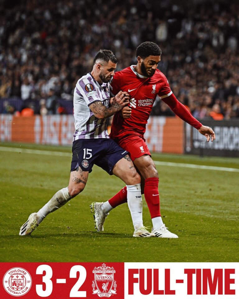 Hasil Liga Europa: Telat Panas, The Reds Tumbang 2-3 Atas Toulouse