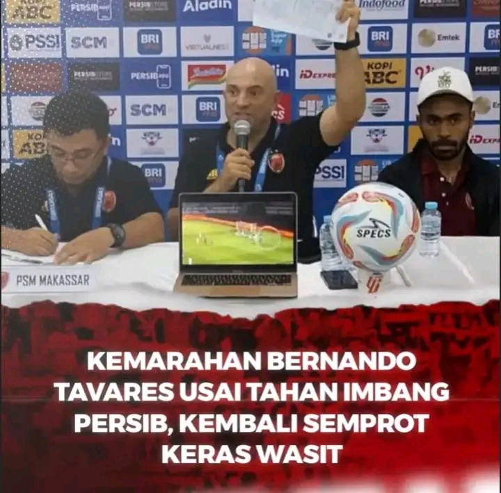 Gara-Gara Wasit, Pelatih PSM Makassar Ngamuk Sampai Gebrak Meja Bernardo Tavares gebrak meja usai laga lawan persib
