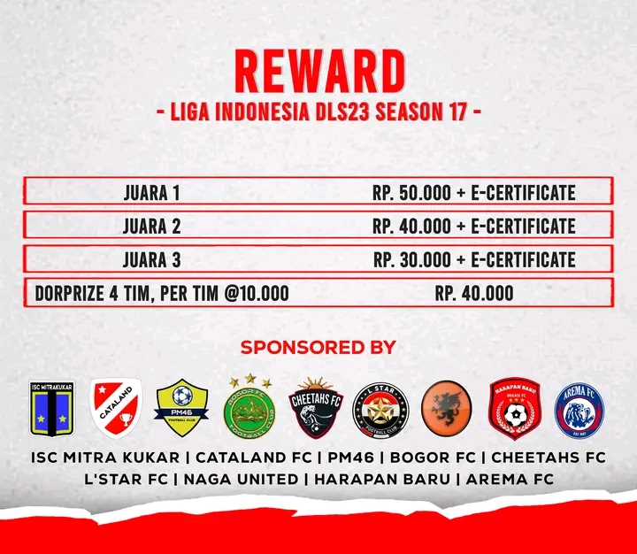 Daftar Peserta Liga Indonesia DLS23 Season 17, Ada Partai Big Match hadiah dls