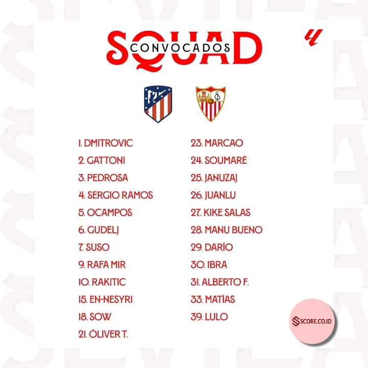 Cek Prediksi Skor Atletico Madrid vs Sevilla dan Link Live Streaming starting Line up Sevilla