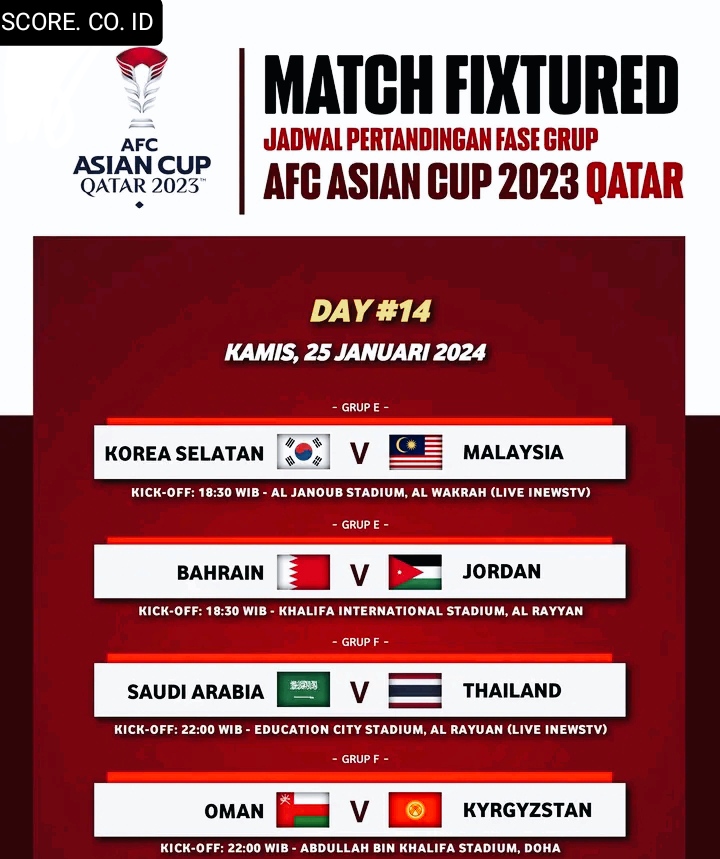 jadwal piala asia hari ini