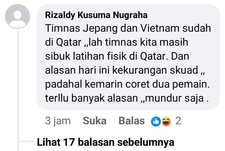 Kalah dari Libya STY Bilang Kami Baru Latihan Fisik, Netizen : Alasan Mundur Saja! komentar netizen