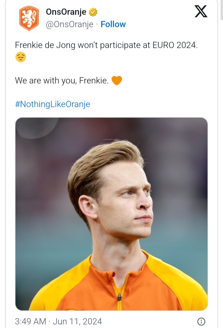 2 Hari Lagi Euro! Belanda Justru Diguncang Cedera Parah De Jong De jong