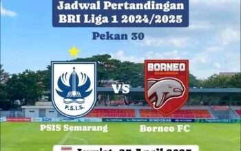 Prediksi Skor PSIS Semarang vs Borneo FC Pekan 30, Jumat 25 April 2025