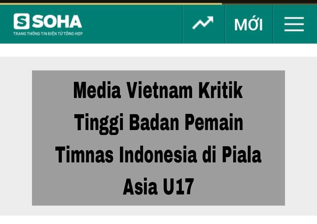 Media Vietnam Kritik Tinggi Badan Pemain Timnas
