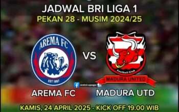 Prediksi Skor Arema FC vs Madura United Pekan ke-28, Kamis 24 April 2025