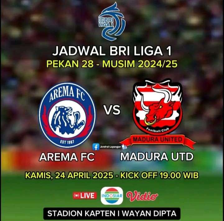 Prediksi Skor Arema FC vs Madura United Pekan ke-28, Kamis 24 April 2025