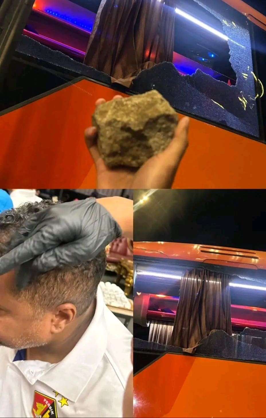 Kepala Manajer Persik Kediri Terkena Batu Besar