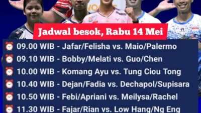 Jadwal Thailand Open 2025 Round 32, Rabu 14 Mei 2025