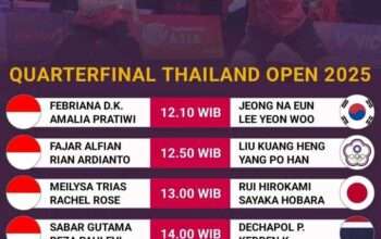 Jadwal Perempat Final Thailand Open 2025: Indonesia Loloskan 6 Wakil