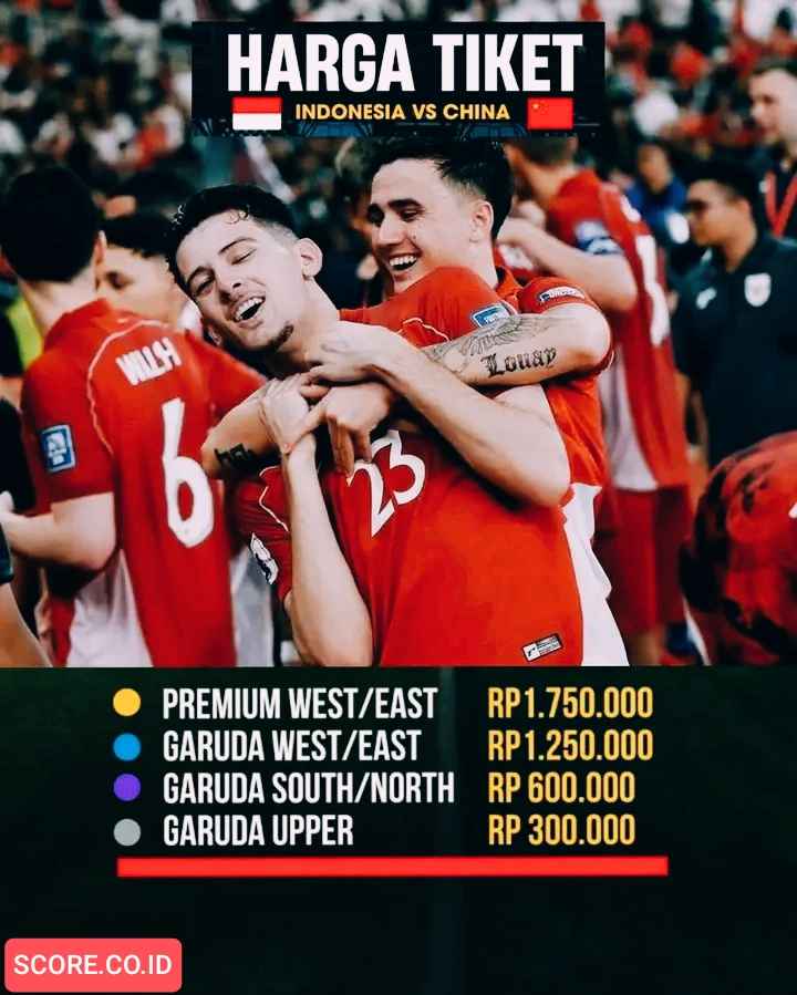 Harga Tiket Indonesia vs China 2025