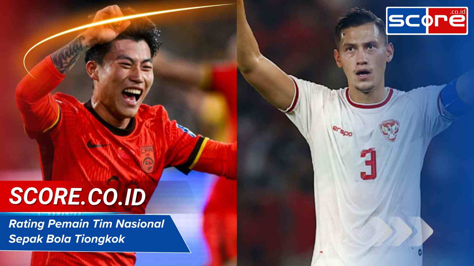 Rating pemain tim Nasional sepak bola Tiongkok vs Timnas Indonesia