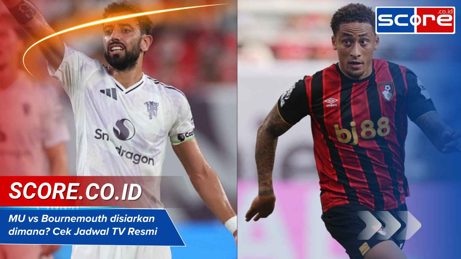 mu vs bournemouth disiarkan dimana