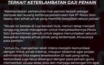 Manajemen Persis Solo Buka Suara Soal Nunggak Gaji