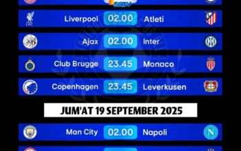 Jadwal Liga Champions Live di SCTV, 16 September 2025 Sampai 2 Oktober