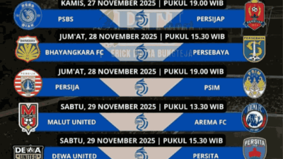 Jadwal Super League Pekan ke-14 Mulai dari 27 Hingga 29 November 2025