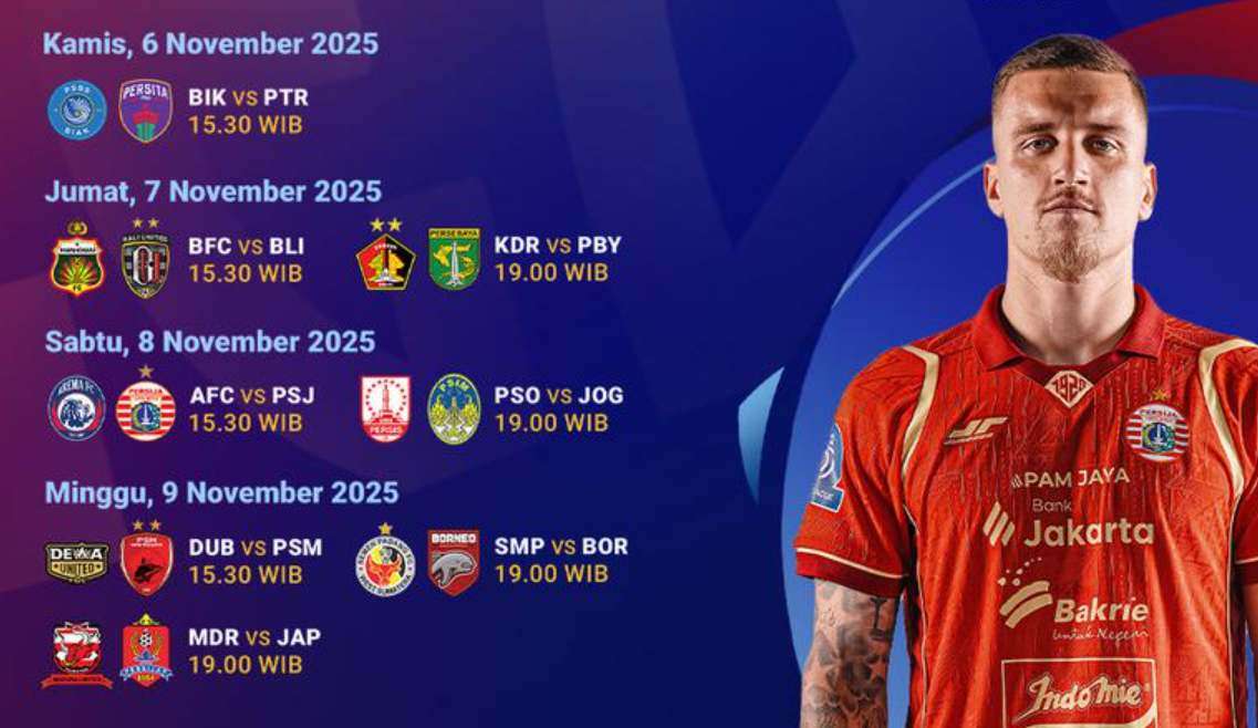 Jadwal Super League Pekan 12: Arema vs Persija, Malut vs Persib Lengkap Info Jam Tayang, Prediksi & Siaran Langsung Pekan Ini.