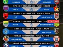 Jadwal Super League Pekan ke-12: Mulai 20 Sampai 30 Desember 2025 Live di Indosiar